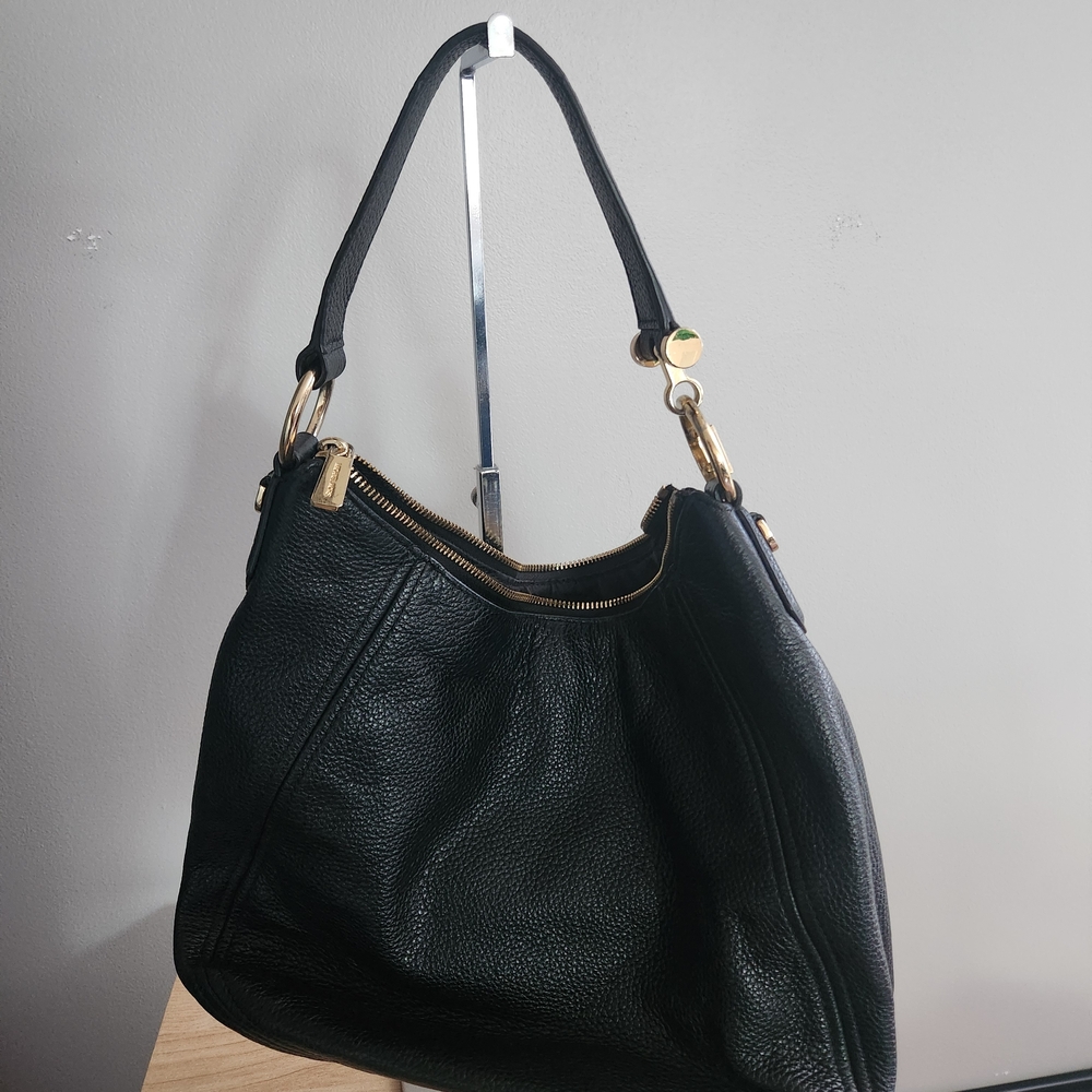 Michael Kors Fulton pebbled leather shoulder bag.